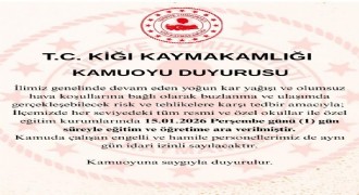  Kiğı ilçesinde eğitime 1 gün ara verildi